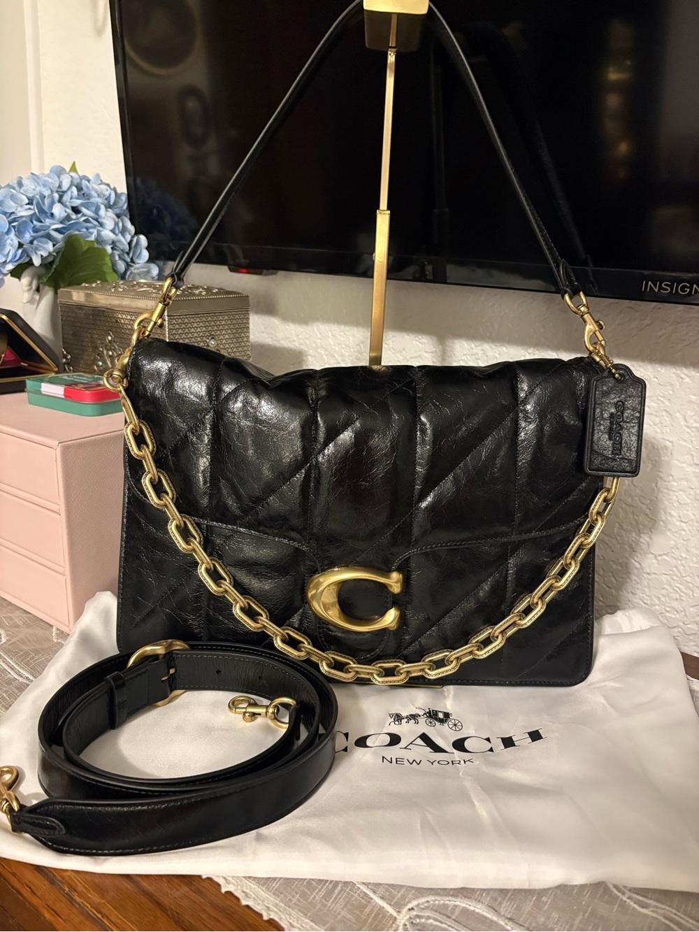 Coach Quilted Glazed Leather Chain Tabby-35